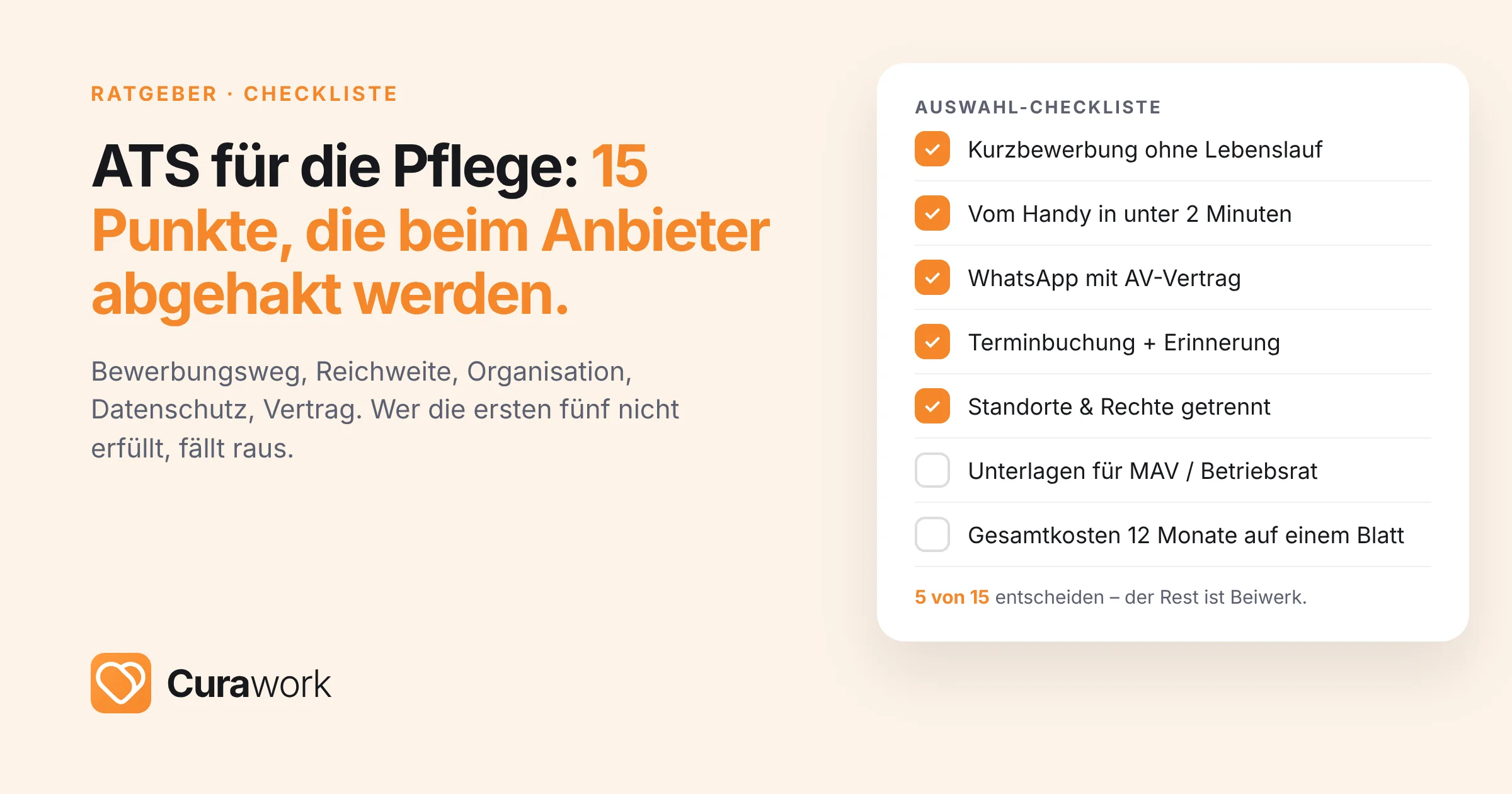 Bewerbermanagementsystem (ATS) für die Pflege: Auswahl-Checkliste mit 15 Punkten